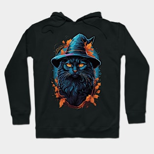 black cat with wizard hat Hoodie